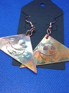 Up cycled Fire Painted Engraved Copper Earrings