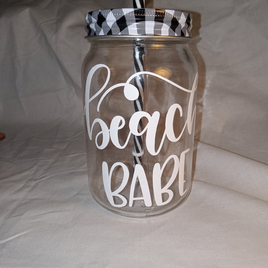 Mason Jar Custom Designed Cups w/ straw