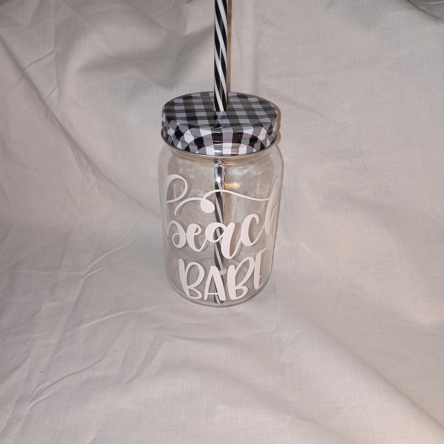 Mason Jar Custom Designed Cups w/ straw