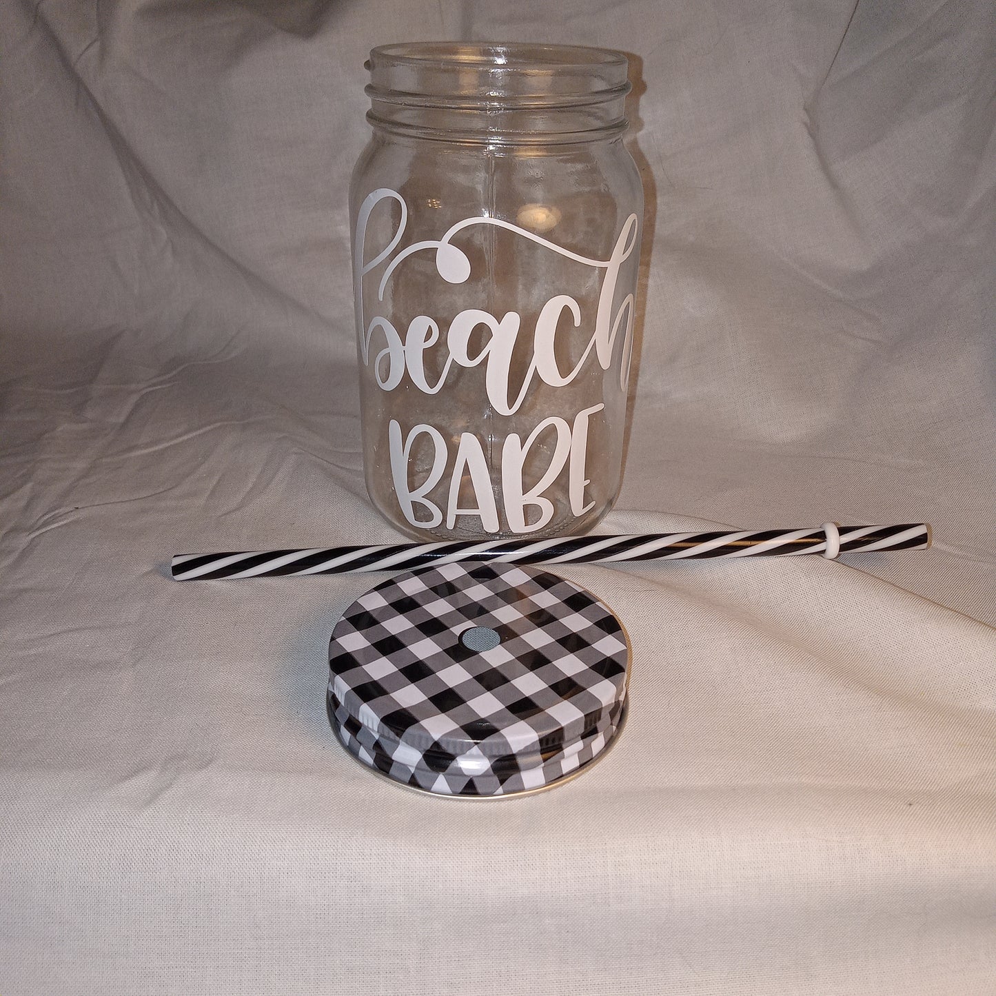 Mason Jar Custom Designed Cups w/ straw