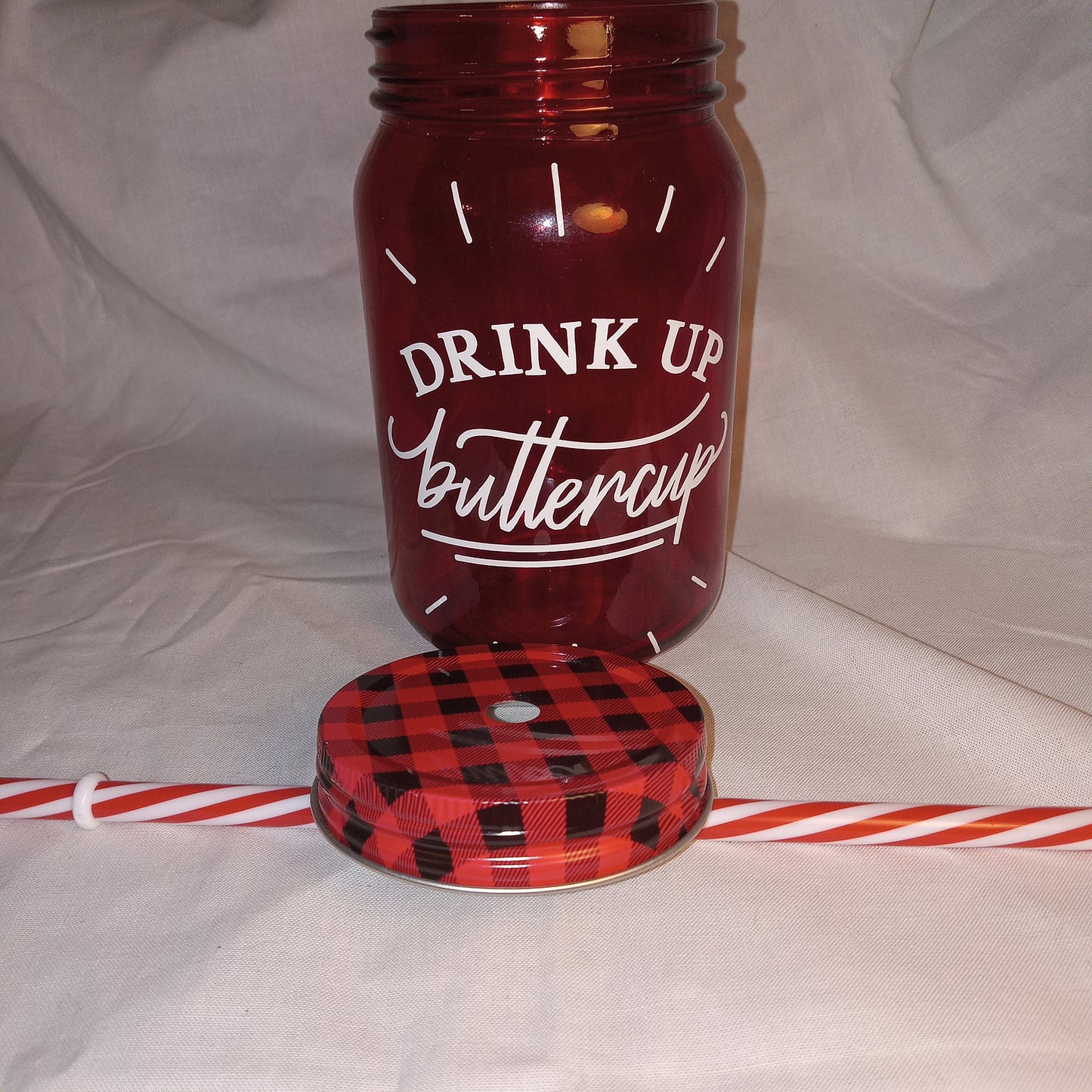 Mason Jar Custom Designed Cups w/ straw