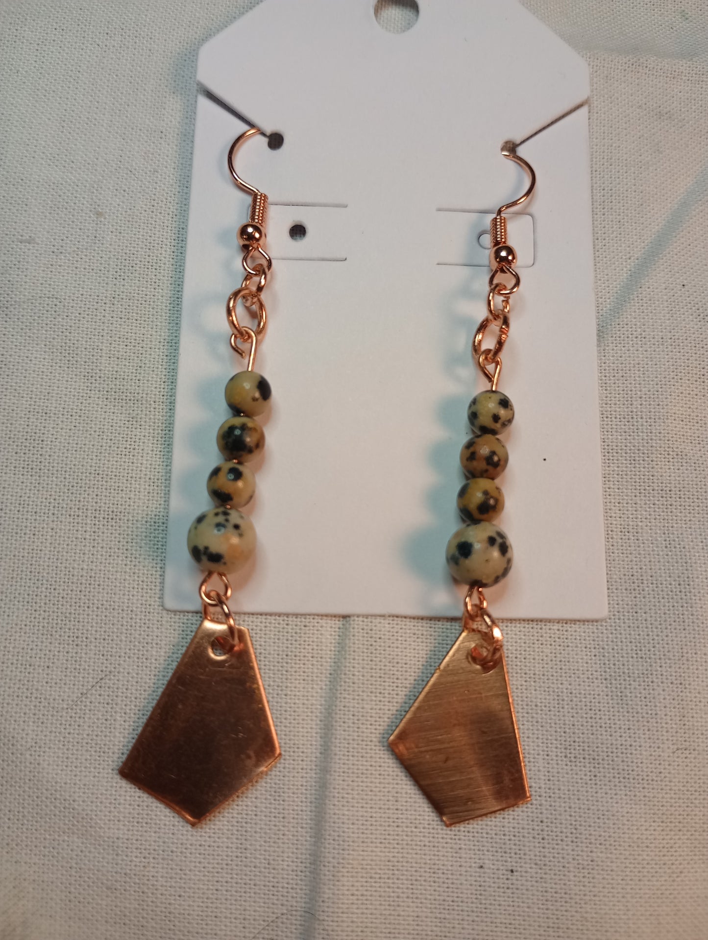 Unique Copper and Crystal Dangle Earrings