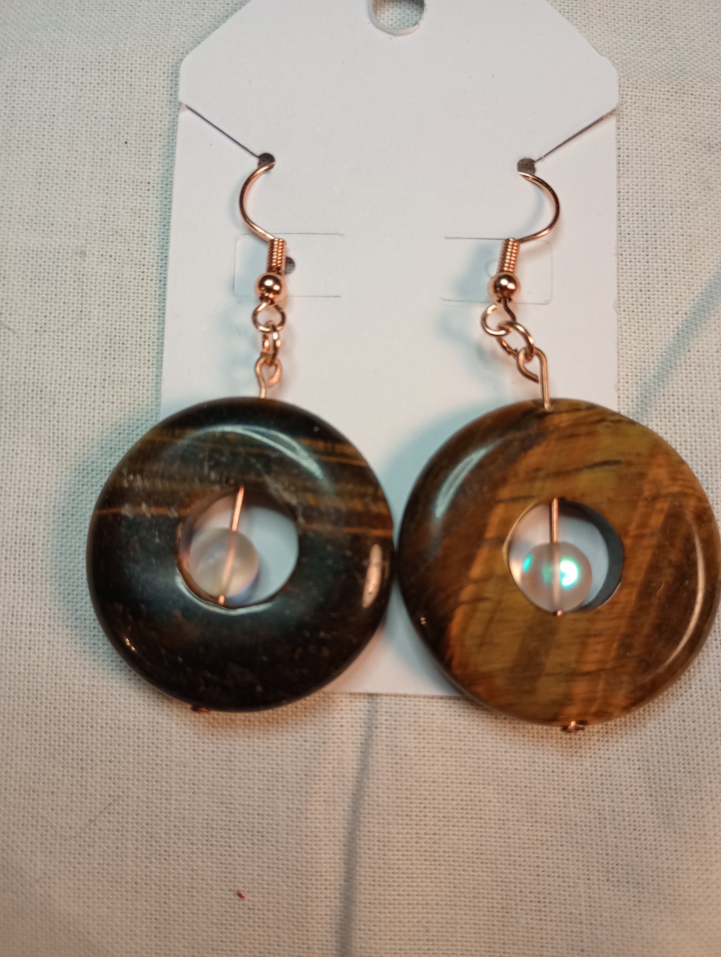 Unique Copper and Crystal Dangle Earrings