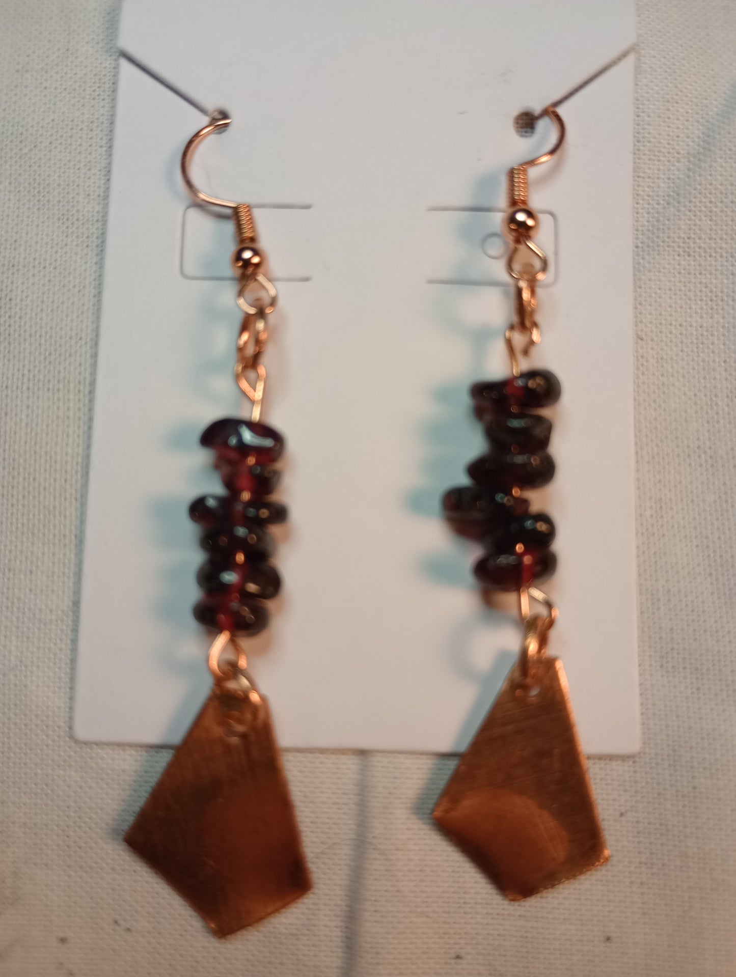 Unique Copper and Crystal Dangle Earrings