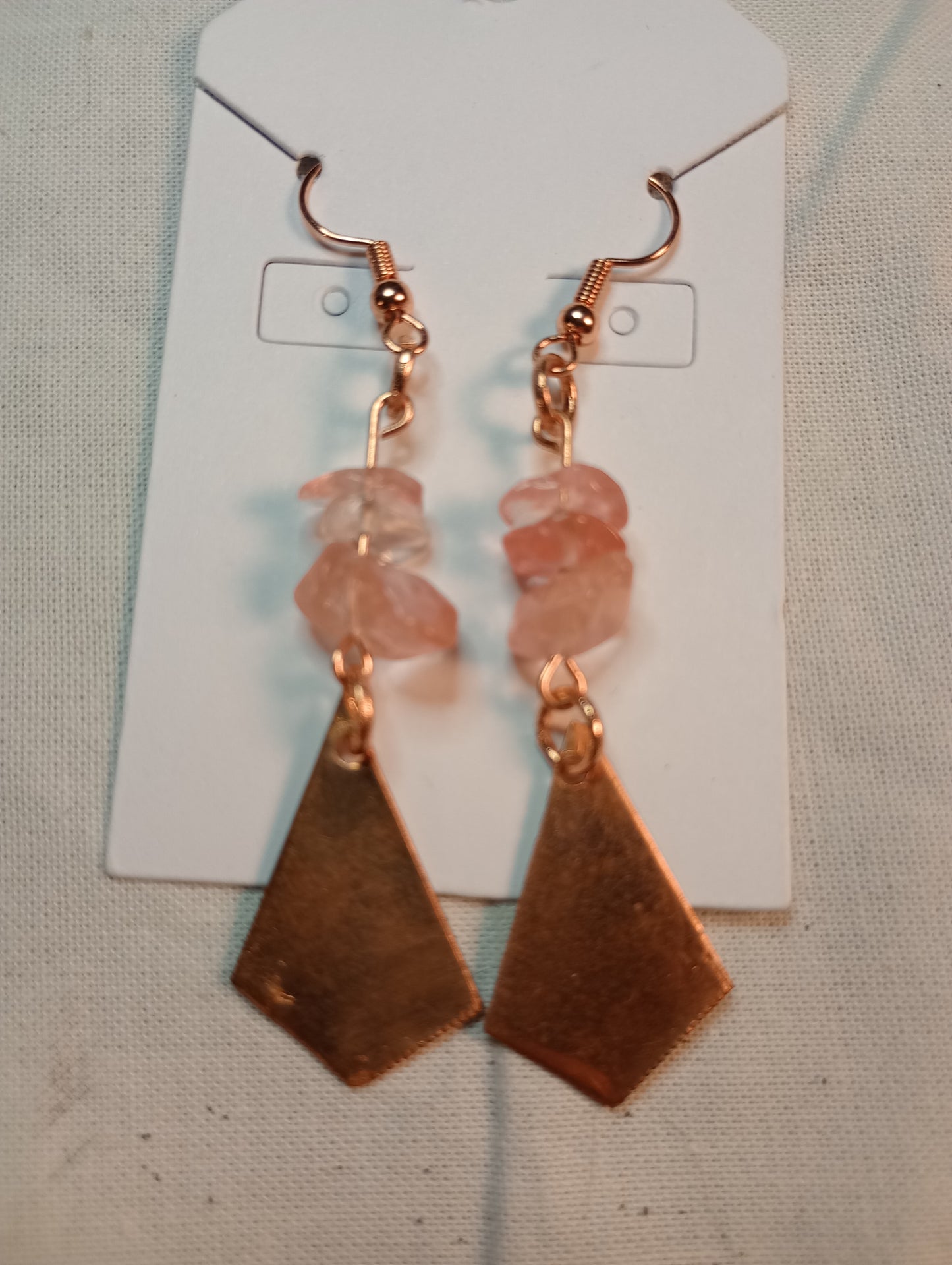 Unique Copper and Crystal Dangle Earrings