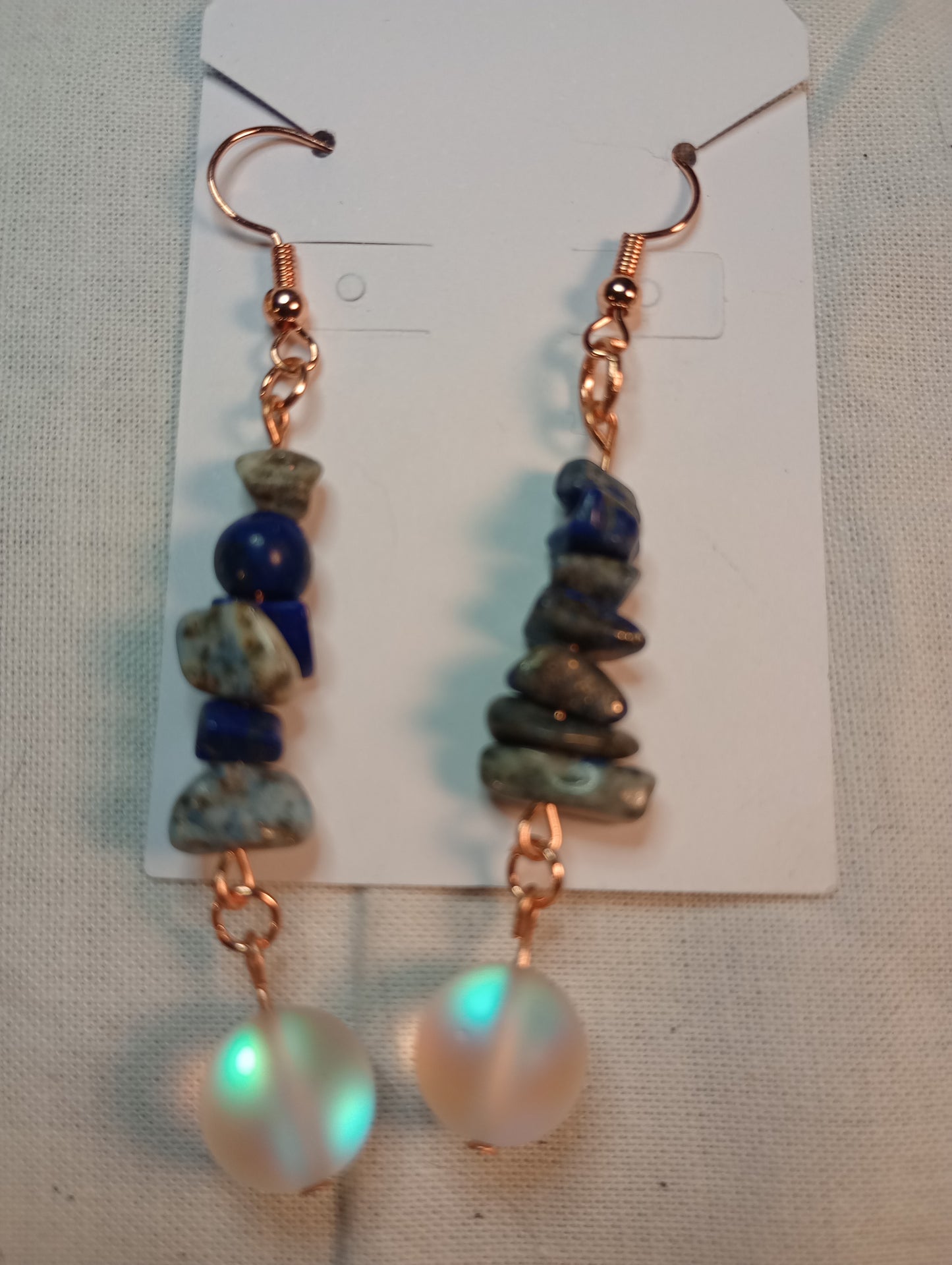 Unique Copper and Crystal Dangle Earrings