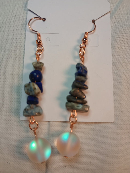 Unique Copper and Crystal Dangle Earrings