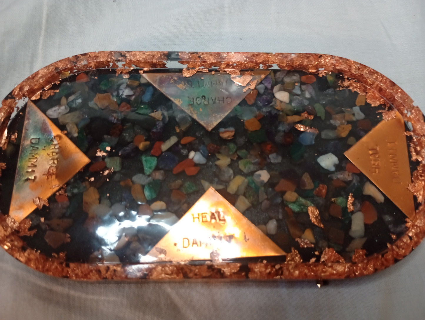 Resin Copper/ Coin/crystal Small tray