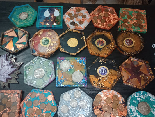 Resin Coin Single themed coasters
