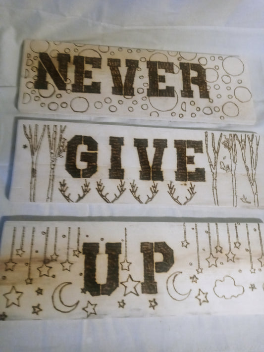 Never Give Up Decorative Plaque